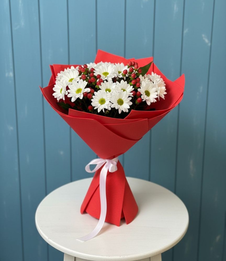 Букет ягоды на снегу в Агинском Букет цветов из: Хризантемы в Агинском