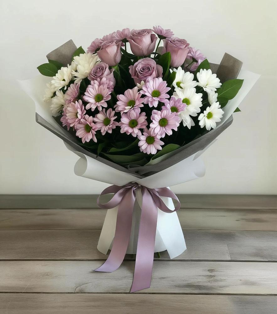Букет цветов из: Хризантемы и Розы в Агинском