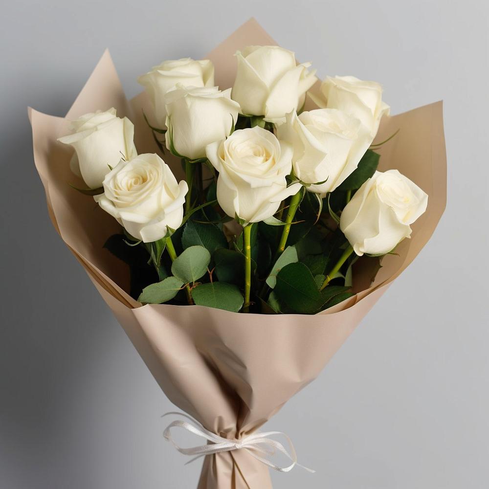 9 Белых роз Эдлесс Лав в Агинском Букет 9 Белых роз Эдлесс Лав в Агинском