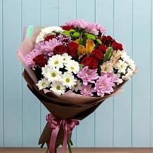 Букет цветов из:  Розы, Хризантемы и Альстромерии #REPLACE_PRED# Агинском