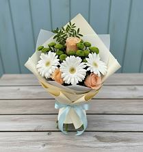 Букет герберы и розы в Агинском Букет цветов из: Герберы, Розы и Хризантемы в Агинском