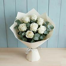 Букет Белые розы в Эвкалипте в Агинском